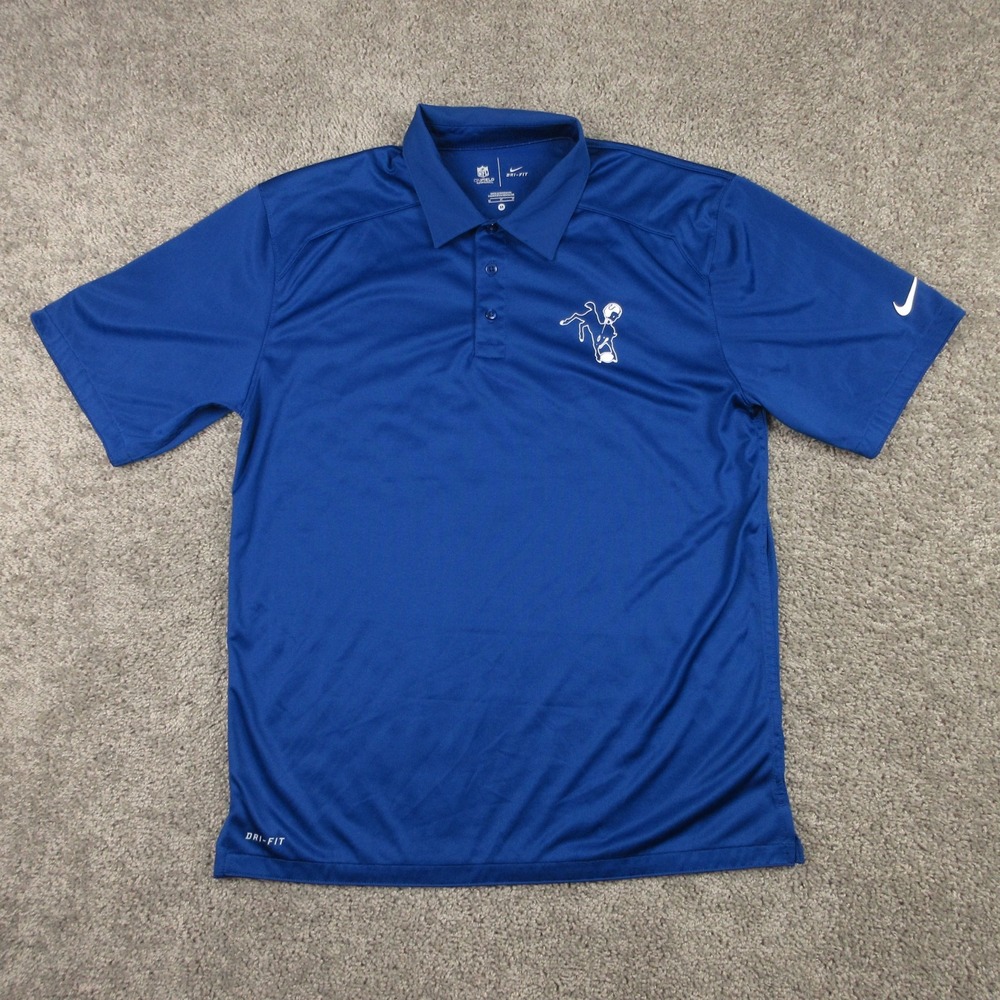Indianapolis Colts Polo Shirt Mens Medium Blue Nike Drifit NFL On Field Football